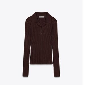 Zara RIBBED KNIT POLO SWEATER Size XL